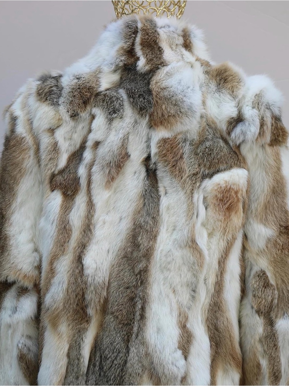 Women's Natural Multi-Color Rabbit Fur Jacket - Picture 2 of 7
